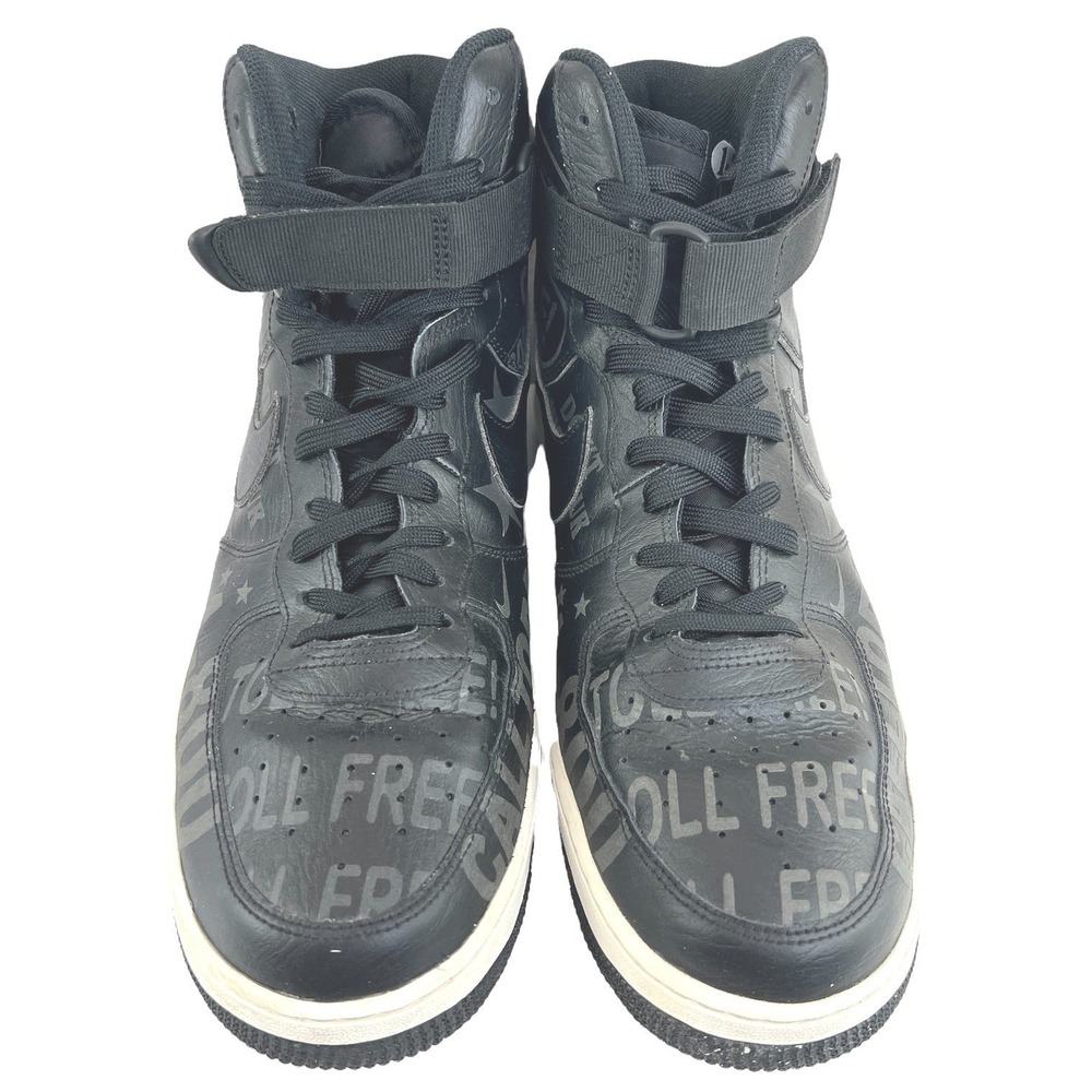 Nike Air Force 1 High 07 Mens 11.5 Black Toll Free‎ 1-800 Graphic Sneakers